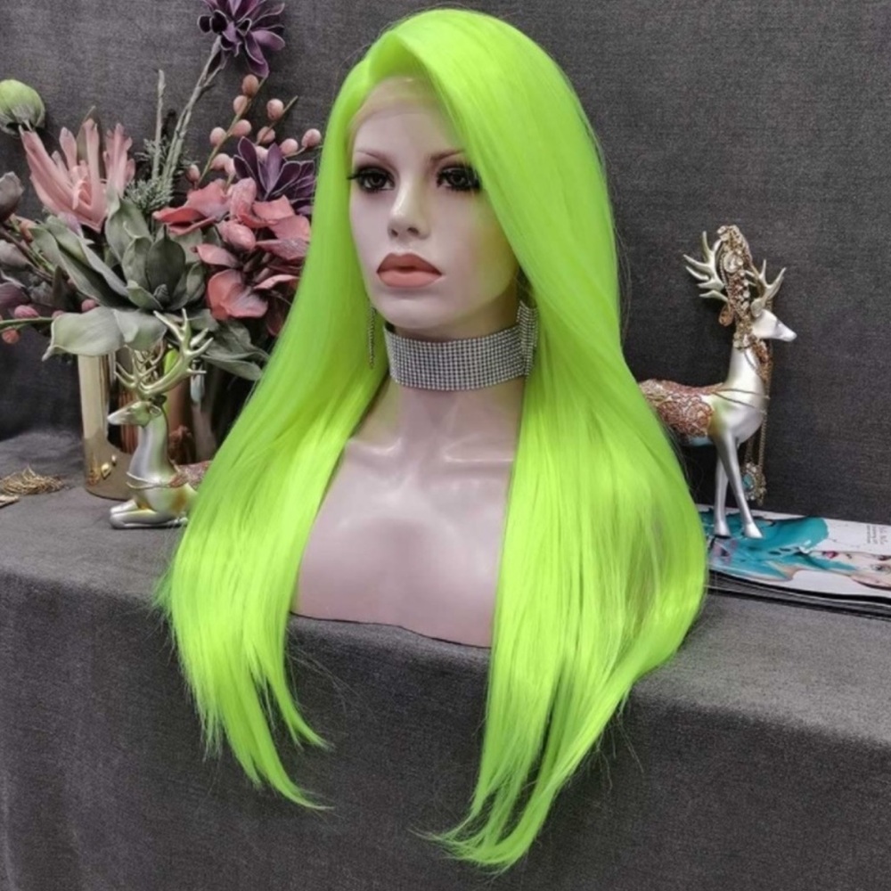 22” Neon Green Straight Lace Front Wig *NEW*